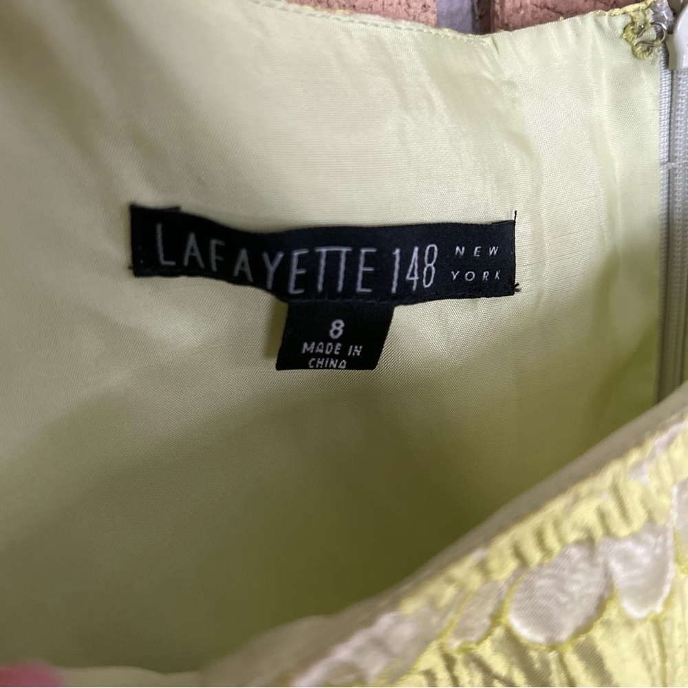 Lafayette 148 Linen Blend Green Blazer & Sheath Dress Floral Set Size 8 Sample - Picture 4 of 14